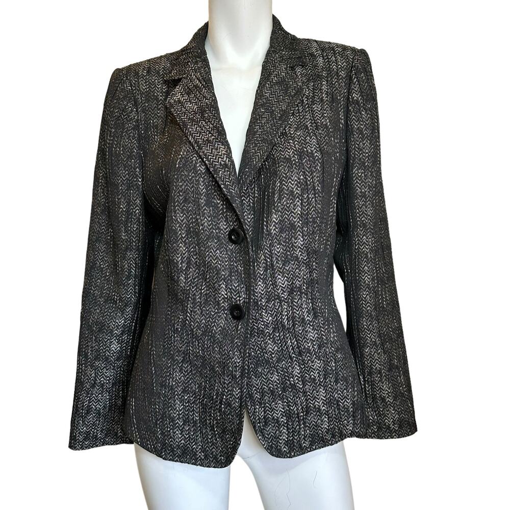 Santorelli Made in Italy GiGi Gray Black Metallic Textured Lined Blazer 8 $695